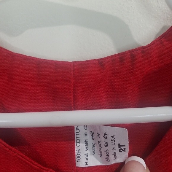 Red plaid jumper with snaps cotton size 2t - Picture 5 of 6